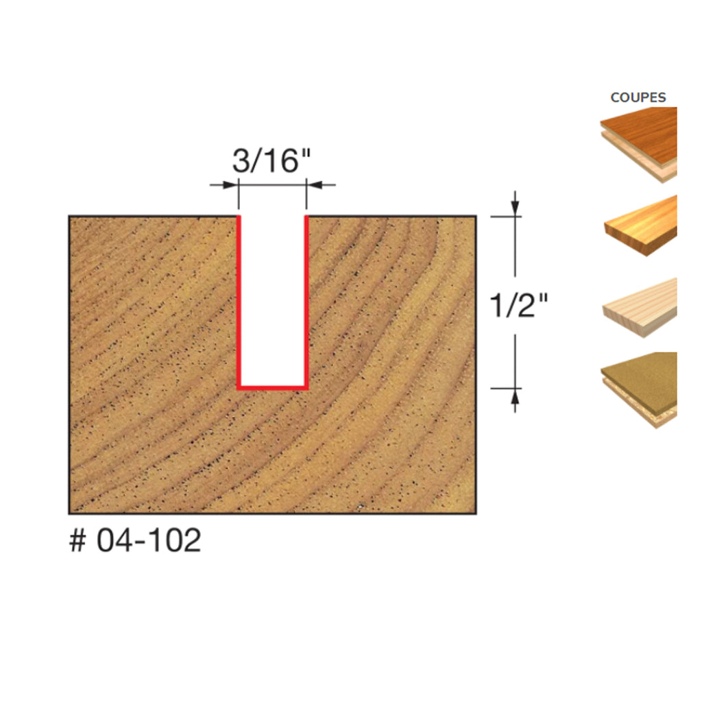 MÈCHE DE TOUPIE 3/16'' X 1/2'' X 1/4''SH