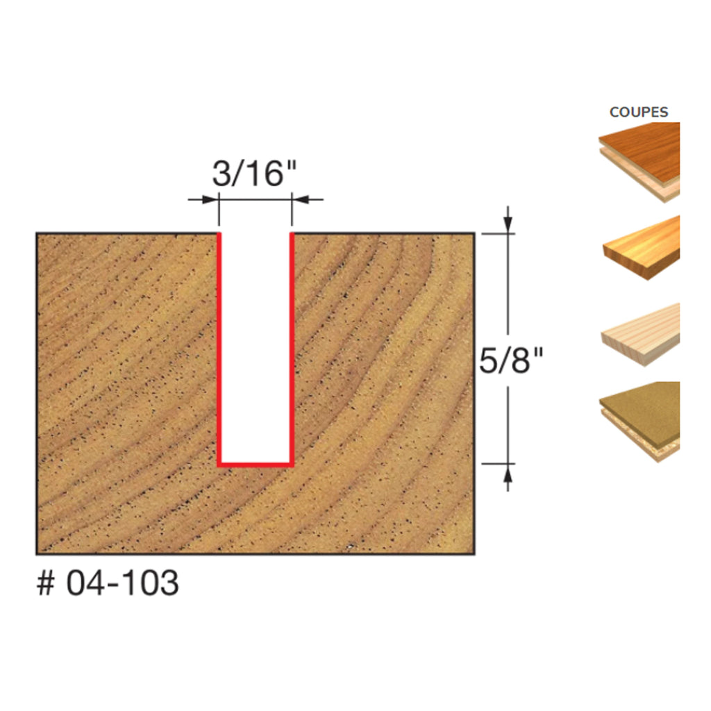 MÈCHE DE TOUPIE 3/16'' X 1/2'' X 1/4''SH