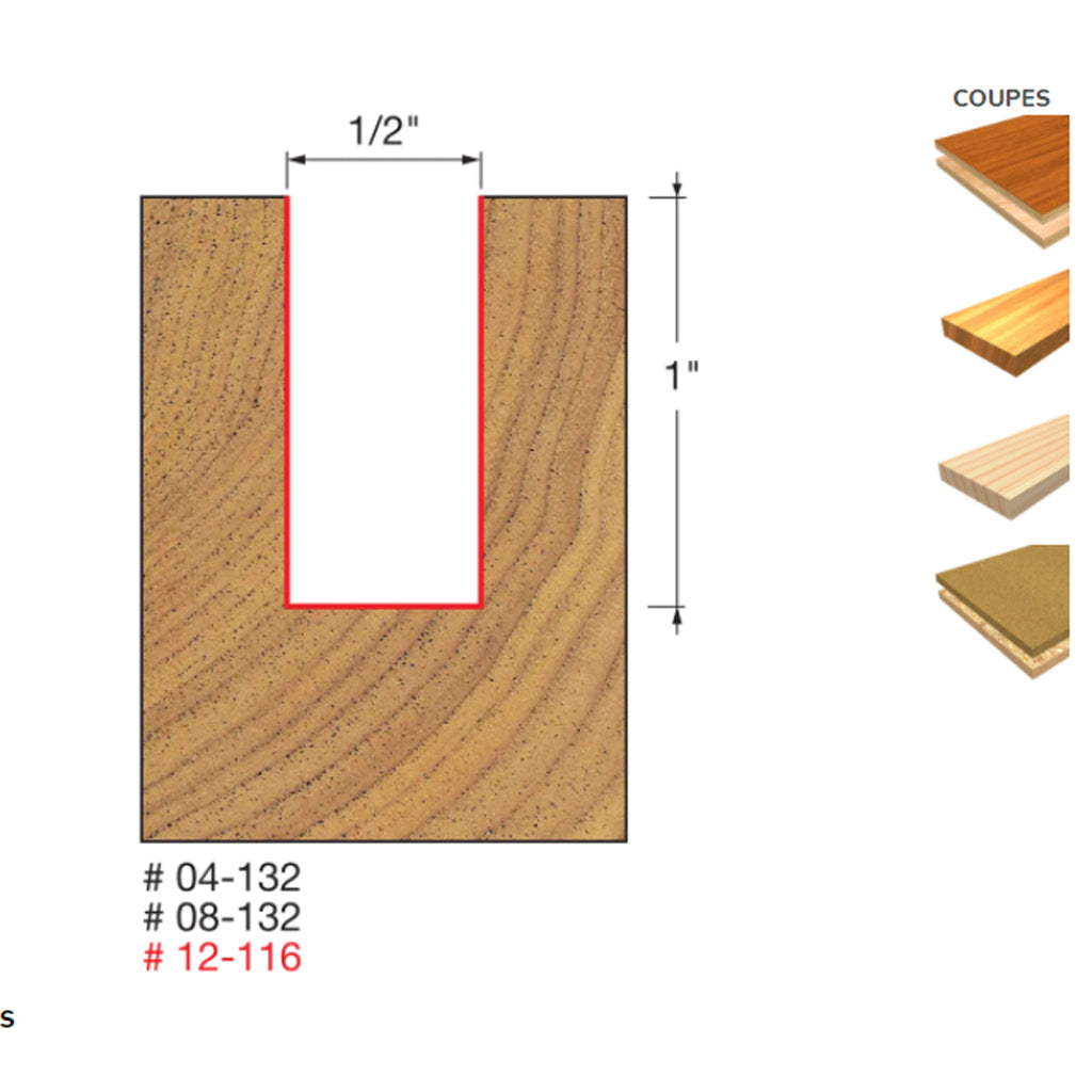 MÈCHE DE TOUPIE 1/2'' X 1'' X 1/4''SH