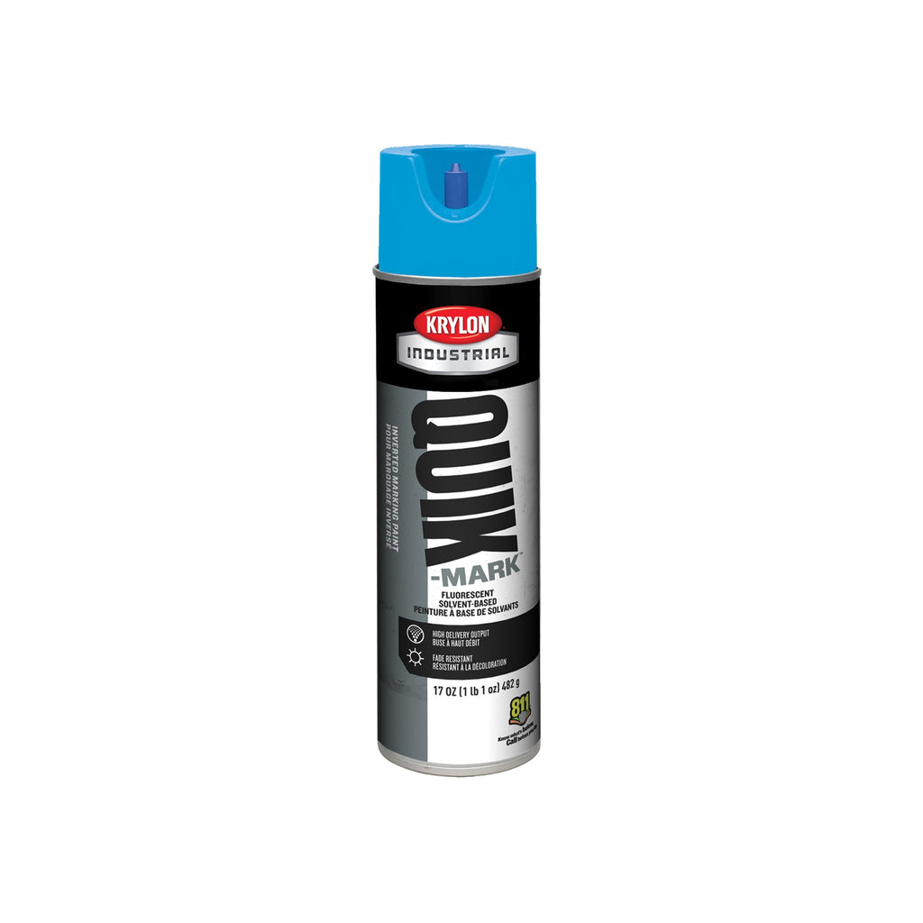 Peinture de marquage inversée à base de solvant Krylon Quik-Mark – Bleu fluorescent – Pot de 590 g (poids net 480 g)