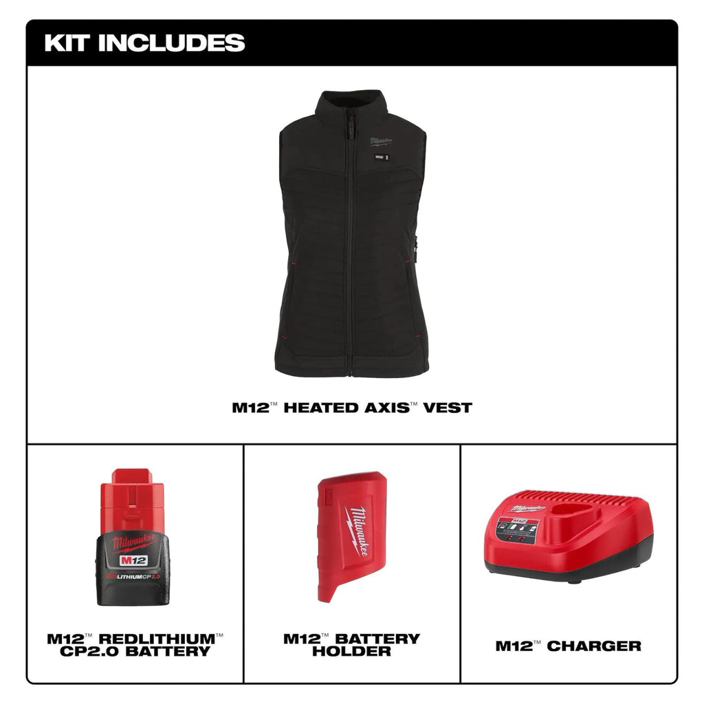 VESTE CHAUFFANTE AXIS FEMME NOIR + 1 BATTERIE (XS)