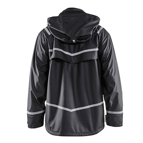 IMPERMEABLE AVEC CAPUCHE NOIR AVEC DÉTAILS RÉFLÉCHISSANTS - XL