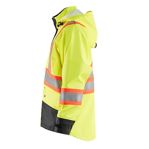 IMPERMEABLE AVEC CAPUCHE JAUNE HAUTE VISIBILITÉ - LARGE