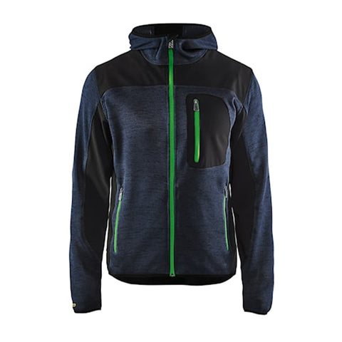 VESTE EN TRICOT AVEC CAPUCHE MARINE - LARGE