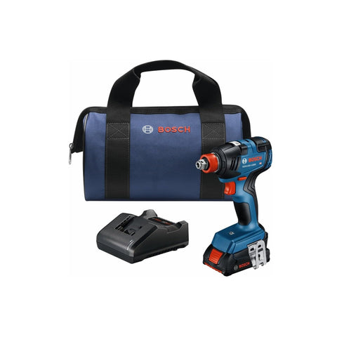 Ensemble clé/visseuse à chocs 2-en-1 18 V 1/4 po et 1/2 po avec embouts et douilles, batterie standard de 2 Ah