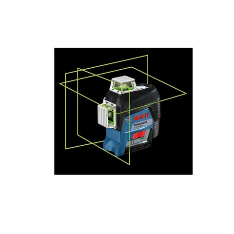 Ensemble laser lignes de nivellement/alignement 12V Max connecté à faisceau vert et à trois plans sur 360° avec (1) batterie de 2,0 Ah