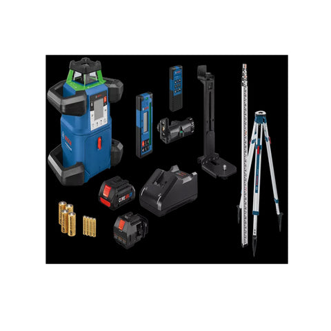 Ensemble laser rotatif horizontal/vertical 18V auto-nivelant connecté à faisceau vert REVOLVE4000 avec (1) batterie Advanced Power CORE18V® 4 Ah