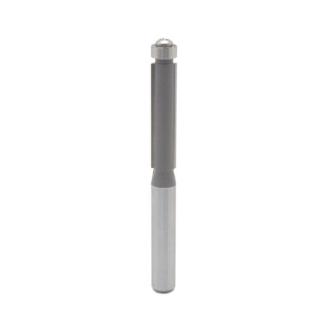 Mèche toupie 3/4'' de diamètre, pointe en carbure, embout affleurant avec roulement à billes, 2 cannelures, tige 1/2'', longueur 3''