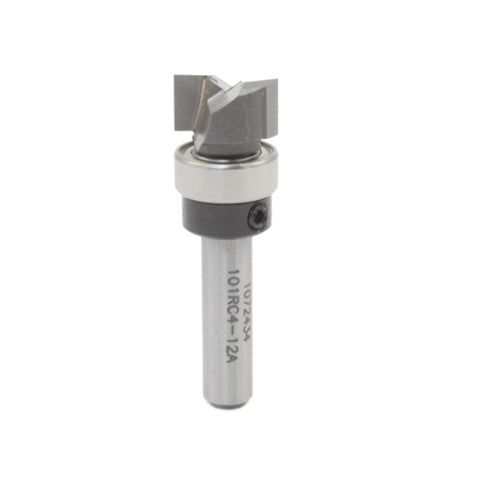 Mèche toupie 1/2'' de diamètre, pointe en carbure, embout modèle avec roulement à billes central, 2 cannelures, tige 1/4'', longueur 2''