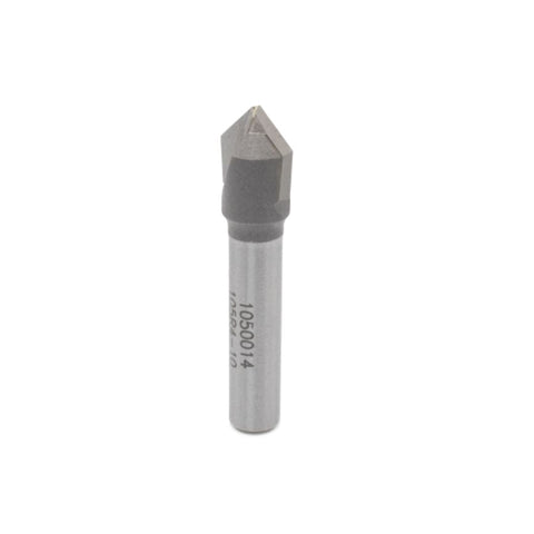 Mèche toupie 3/8'' de diamètre, pointe en carbure, embout à rainure en V, 90°, 2 cannelures, tige 1/4'', longueur 1 3/4''