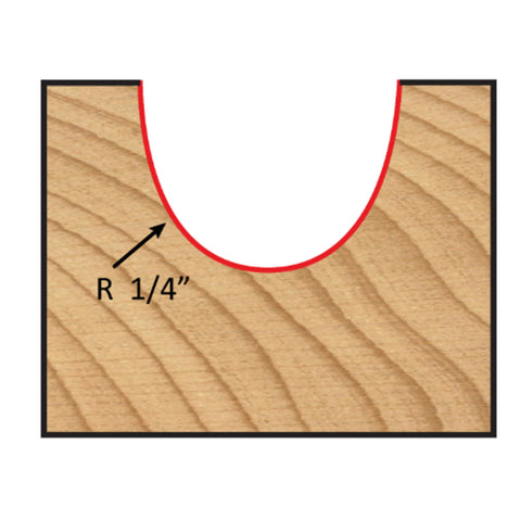 Mèche toupie 1/2'' de diamètre, pointe en carbure, embout pour boîte de noyau, 2 cannelures, tige de 1/4'', longueur de 1 1/2''