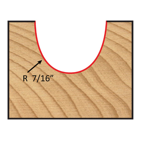 Mèche toupie 7/8'' de diamètre, pointe en carbure, embout à noyau, 2 cannelures, tige 1/2'', longueur 2''