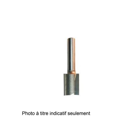 Mèche toupie 3/8'' de diamètre, pointe en carbure, embout droit, 2 cannelures, tige 1/4'', longueur 2''