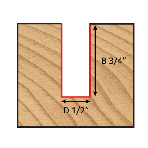 Mèche toupie 1/2'' de diamètre, pointe en carbure, embout droit, 2 cannelures, tige 1/4'', longueur 2''
