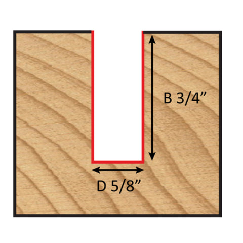 Mèche toupie 5/8'' de diamètre, pointe en carbure, embout droit, 2 cannelures, tige 1/4'', longueur 2''