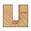 Mèche toupie 5/32'' de diamètre, pointe en carbure, embout droit, 2 cannelures, tige 1/4'', longueur 2''