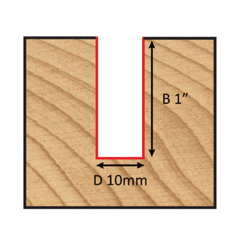 Couteau toupie 10 mm de diamètre, pointe en carbure, embout droit, 2 cannelures, tige 1/2'', longueur 2 1/2''