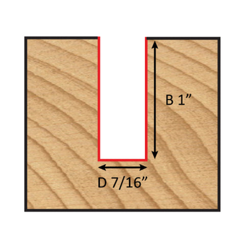Mèche toupie 7/16'' de diamètre, pointe en carbure, embout droit, 2 cannelures, tige 1/2'', longueur 2 5/8''