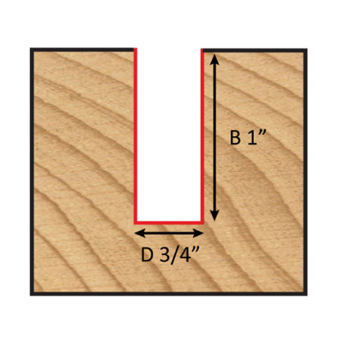 Mèche toupie 3/4'' de diamètre, pointe en carbure, embout droit, 2 cannelures, tige 1/2'', longueur 2 5/8''
