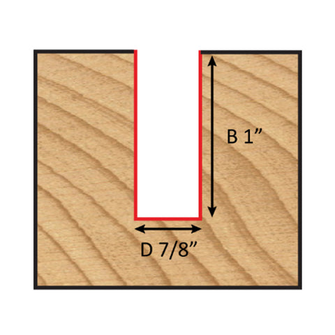 Mèche toupie 7/8'' de diamètre, pointe en carbure, embout droit, 2 cannelures, tige 1/2'', longueur 2 5/8''