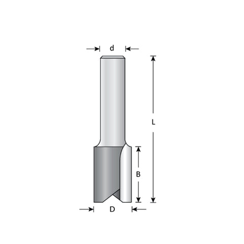 Mèche toupie 7/8'' de diamètre, pointe en carbure, embout droit, 2 cannelures, tige 1/2'', longueur 2 5/8''
