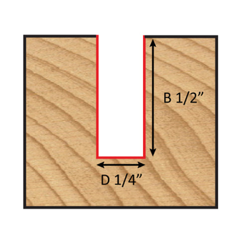 Mèche toupie 1/4'' de diamètre, pointe en carbure, embout droit, 2 cannelures, tige 1/2'', longueur 2''