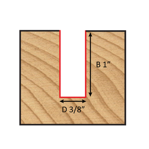 Mèche toupie 3/8'' de diamètre, pointe en carbure, embout droit, 2 cannelures, tige 1/2'', longueur 2 3/4''