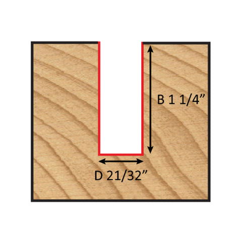 Mèche toupie 21/32'' de diamètre, pointe en carbure, embout droit, 2 cannelures, tige 1/2'', longueur 2 7/8''