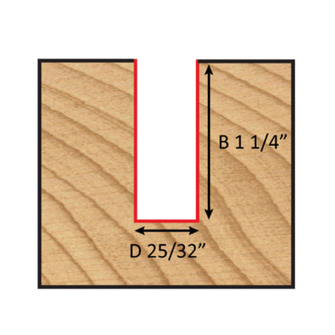 Mèche toupie 25/32'' de diamètre, pointe en carbure, embout droit, 2 cannelures, tige 1/2'', longueur 2 7/8''