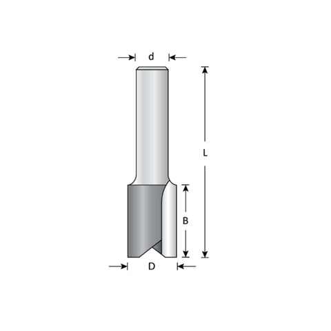 Mèche toupie 25/32'' de diamètre, pointe en carbure, embout droit, 2 cannelures, tige 1/2'', longueur 2 7/8''