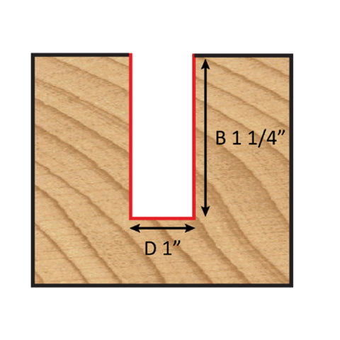 Mèche toupie 1'' de diamètre, pointe en carbure, embout droit, 2 cannelures, tige 1/2'', longueur 2 7/8''