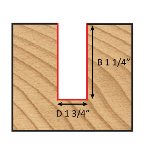 Mèche toupie 1-3/4'' de diamètre, pointe en carbure, embout droit, 2 cannelures, tige 1/2'', longueur 2 7/8''