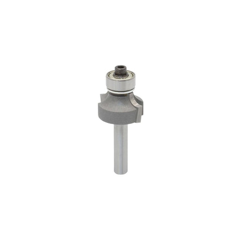 Mèche toupie 7/8'' de diamètre, pointe en carbure, embout arrondi avec roulement à billes 1/2'', 2 cannelures, tige 1/4'', longueur 1 15/16''