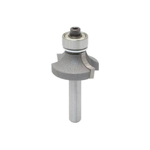 Mèche toupie 1'' de diamètre, pointe en carbure, embout arrondi avec roulement à billes 1/2'', 2 cannelures, tige 1/4'', longueur 1 15/16''