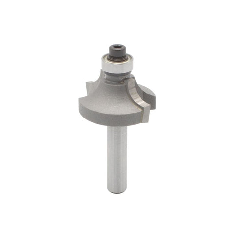 Mèche toupie 1'' de diamètre, pointe en carbure, embout à billes avec roulement à billes 3/8'', 2 cannelures, tige 1/4'', longueur 1 15/16''