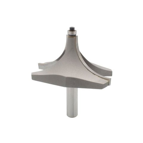Mèche toupie 3 1/2'' de diamètre, pointe en carbure, embout à perles avec roulement à billes de 3/8'', 2 cannelures, tige de 1/2'', longueur de 3 3/4''