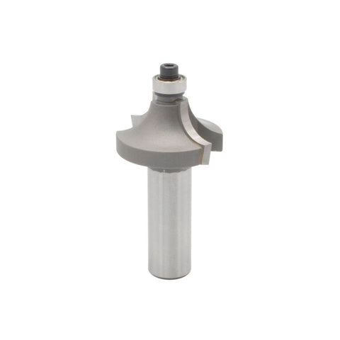 Mèche toupie 1 1/8'' de diamètre, pointe en carbure, embout à perles avec roulement à billes de 3/8'', 2 cannelures, tige de 1/2'', longueur de 2 5/16''