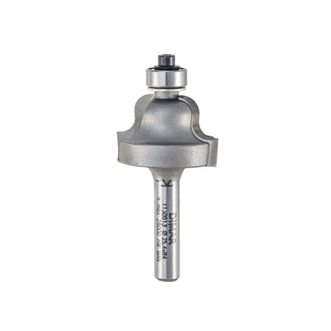 Mèche toupie 1'' de diamètre, pointe en carbure, embout à doucine romaine avec roulement à billes, 2 cannelures, tige de 1/4'', longueur de 2 1/16''