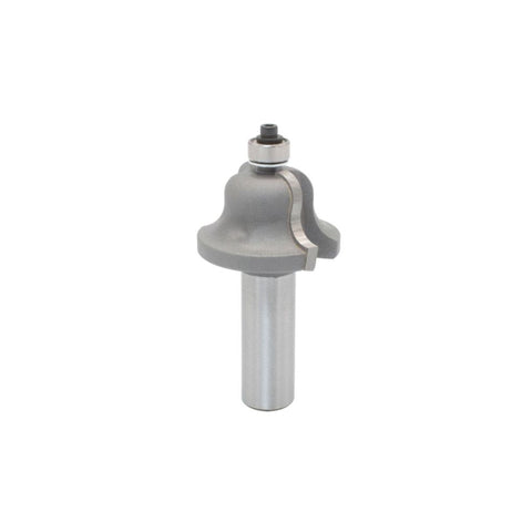 Mèche toupie 1 3/8'' de diamètre, pointe en carbure, embout à doucine romaine avec roulement à billes, 2 cannelures, tige de 1/2'', longueur de 2 5/8''