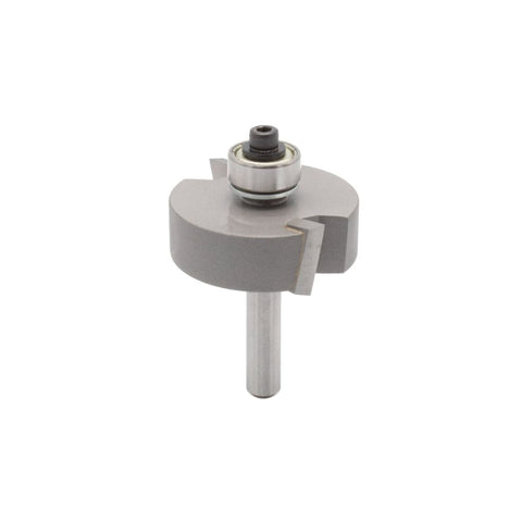 Mèche toupie 1 3/8'' de diamètre, pointe en carbure, mèche à feuillure avec roulement à billes 1/2'', 2 cannelures, tige 1/4'', longueur 2''