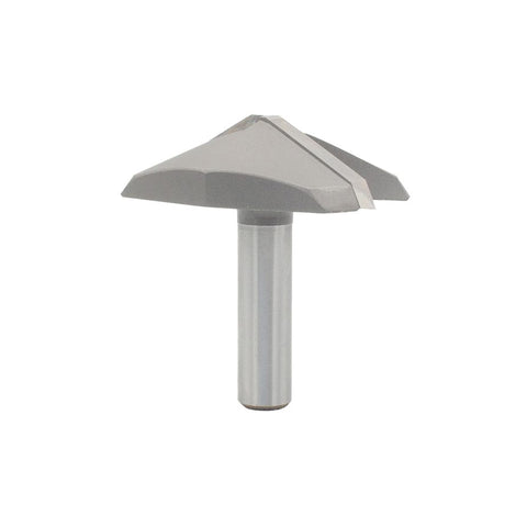 Mèche toupie 2 3/4'' de diamètre, pointe en carbure, embout à panneau surélevé provincial français pour plongée, 2 cannelures, tige de 1/2'', longueur de 2 1/4''