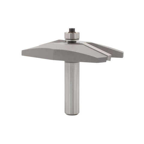Mèche toupie 3 3/8'' de diamètre, pointe en carbure, embout à panneau surélevé provincial, 2 cannelures, tige 1/2'', longueur 2 3/8''