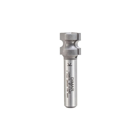 Mèche toupie 17/32'' de diamètre, pointe en carbure, embout demi-rond, 2 cannelures, tige 1/4'', longueur 1 5/8''