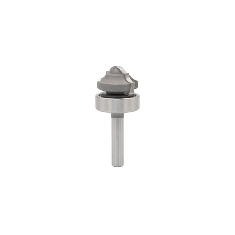 Mèche toupie 7/8'' de diamètre, pointe en carbure, fraise à rainurer à fond rond avec roulement à billes supérieur, 2 cannelures, tige de 1/4'', longueur de 2''