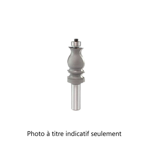 Mèche toupie 1'' de diamètre, pointe en carbure, embout de moulage, 2 cannelures, tige 1/2'', longueur 3-3/4''