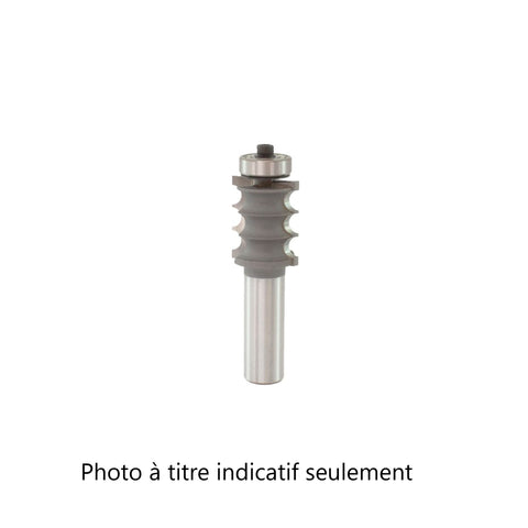 Mèche toupie 1'' de diamètre, pointe en carbure, triple embout à billes avec roulement à billes, 2 cannelures, tige de 1/2'', longueur de 2-1/4''