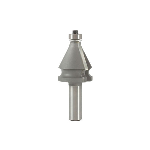 Mèche toupie 1-3/8'' de diamètre, pointe en carbure, embout de main courante avec roulement à billes, 2 cannelures, tige de 1/2'', longueur de 3-3/8''