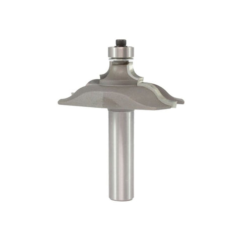Mèche toupie 2-1/2'' de diamètre, pointe en carbure, embout de main courante avec roulement à billes, 2 cannelures, tige de 1/2'', longueur de 2-3/4''