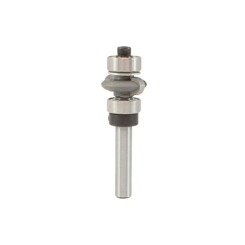 Mèche toupie 3/4'' de diamètre, pointe en carbure, embout convexe avec roulement à billes central, 2 cannelures, tige de 1/4'', longueur de 2-1/4''