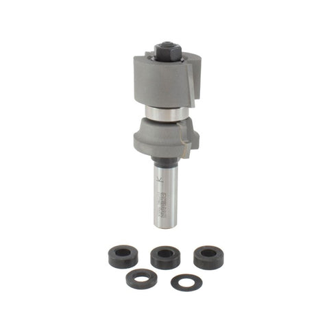 Mèche toupie 1-3/8'' de diamètre, pointe en carbure, embout réversible pour châssis et rail, 2 cannelures, tige de 1/2'', longueur de 3-3/4''